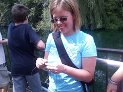 knitting in line at cedar point