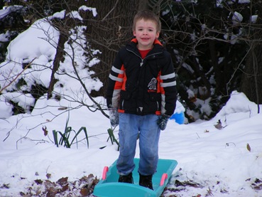 Caleb on the sled