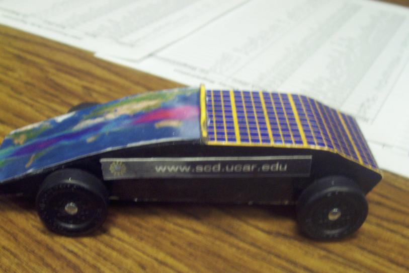 The Pine wood derby car ready to be weighed in for the big race~!